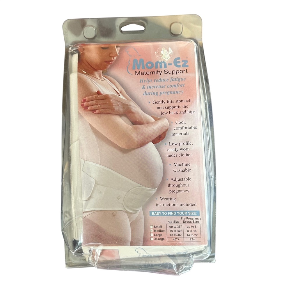 NEW Mom-Ez Maternity Support Belt White Medium Low Back Hip Stomach Relief Band